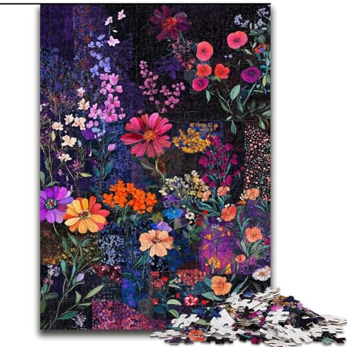 Puzzle für Erwachsene, 1000-teiliges Puzzle, Blumencollage, Spielzeug, Lernspiele, Stressabbau, Eltern-Kind-Interaktion (Größe 50x75cm) von LiJianXXR