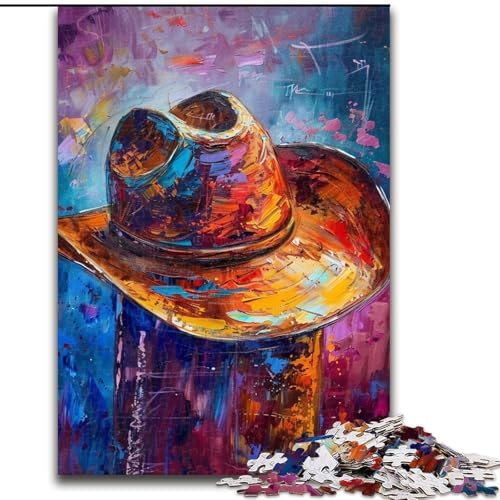 Puzzle für Erwachsene, 1000-teiliges Puzzle, Cowboyhut, Spielzeug, Lernspiele, Stressabbau, Eltern-Kind-Interaktion (Größe 26x38cm) von LiJianXXR
