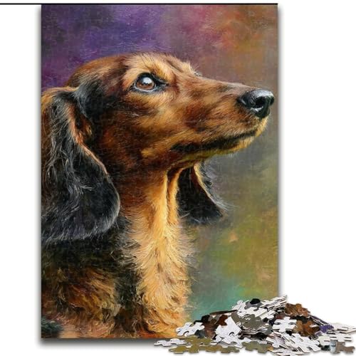 Puzzle für Erwachsene, 1000-teiliges Puzzle, Dackel-Ölgemälde, Spielzeug, Lernspiele, Stressabbau, Eltern-Kind-Interaktion (Größe 26x38cm) von LiJianXXR