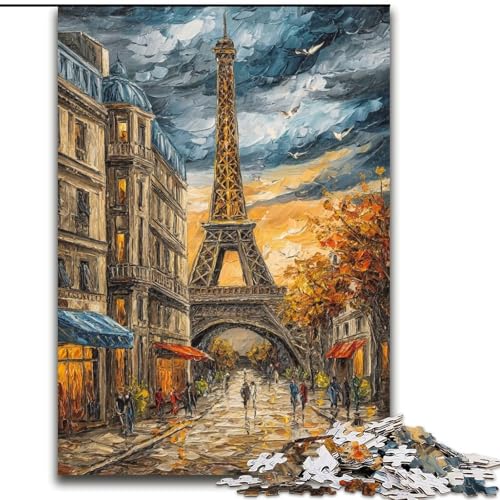 Puzzle für Erwachsene, 1000-teiliges Puzzle, Eiffelturm-Ölgemälde, Spielzeug, Lernspiele, Stressabbau, Eltern-Kind-Interaktion (Größe 26x38cm) von LiJianXXR