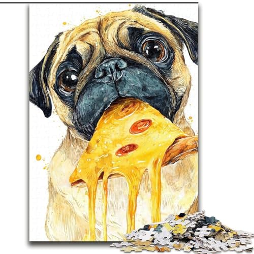 Puzzle für Erwachsene, 1000-teiliges Puzzle, Hund isst Pizza, Spielzeug, Lernspiele, Stressabbau, Eltern-Kind-Interaktion (Größe 26x38cm) von LiJianXXR