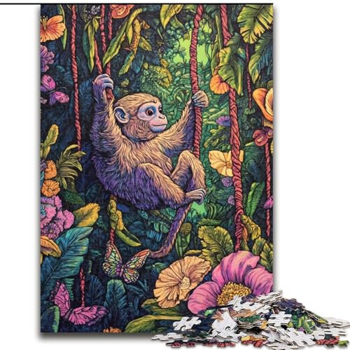 Puzzle für Erwachsene, 1000-teiliges Puzzle Regenwald-Gibbon, Spielzeug, Lernspiele, Stressabbau, Eltern-Kind-Interaktion (Größe 50x75cm) von LiJianXXR