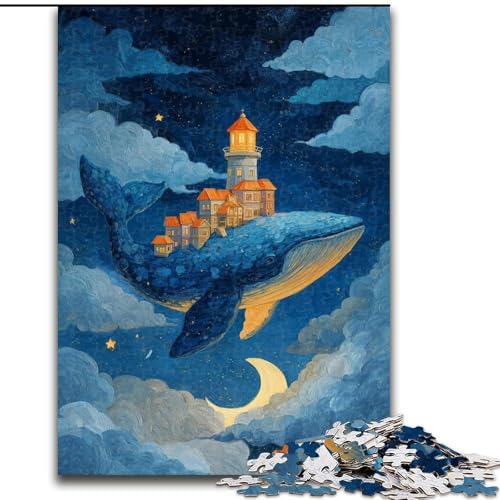 Puzzle für Erwachsene, 1000-teiliges Puzzle Wale in den Wolken, Spielzeug, Lernspiele, Stressabbau, Eltern-Kind-Interaktion (Größe 26x38cm) von LiJianXXR