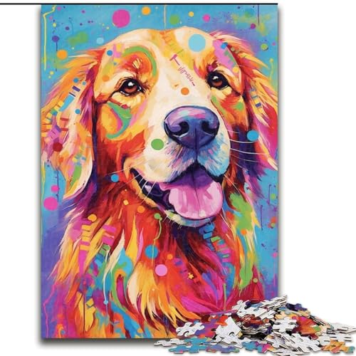 Puzzle für Erwachsene, 1000-teiliges lächelndes Golden Retriever-Hundepuzzle aus Karton, anspruchsvolles Denkspiel für Teenager und Familien, 1000 Teile(26x38cm) von LiJianXXR
