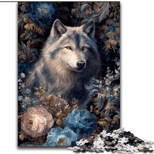 Puzzle für Erwachsene, Blumenwolf, Familienspiel, Stressabbau, schwierige Herausforderung, EIN Kunstwerk für Kinder ab 14 Jahren (Größe 26x38cm) von LiJianXXR