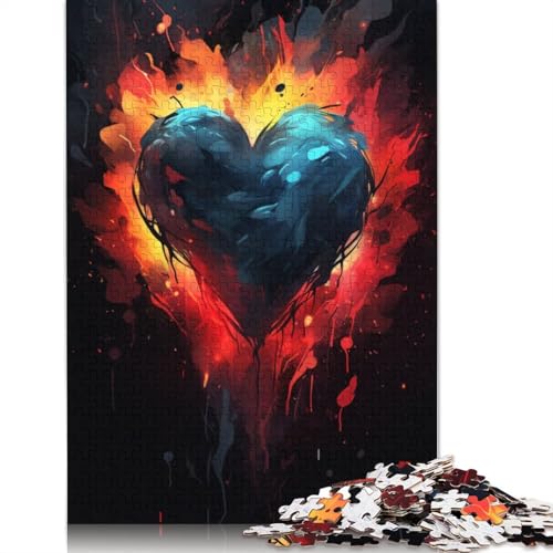 Puzzle für Erwachsene, Bunte Herzen, 1000-teiliges Puzzle, Holzpuzzle für Erwachsene und Kinder ab 12 Jahren, Entspannungspuzzlespiele, Größe 75 x 50 cm von LiJianXXR