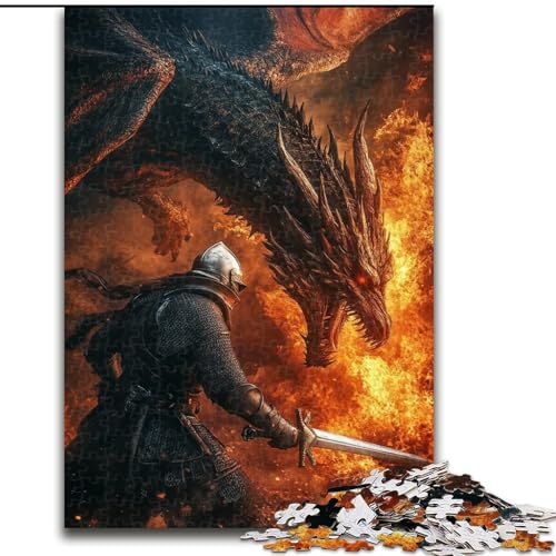 Puzzle für Erwachsene, Fantasy-Drache, Familienspiel zum Stressabbau, schwierige Herausforderung, EIN Kunstwerk für Kinder ab 14 Jahren (Größe 26x38cm) von LiJianXXR