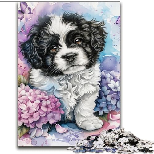 Puzzle für Erwachsene, Lavendelhund, Familienspiel, Stressabbau, schwierige Herausforderung, EIN Kunstwerk für Kinder ab 14 Jahren (Größe 50x75cm) von LiJianXXR