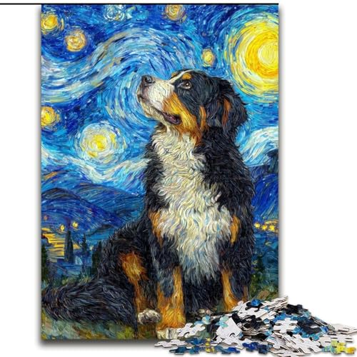 Puzzle für Erwachsene, Nachthimmel-Hund, Familienspiel zum Stressabbau, schwierige Herausforderung, EIN Kunstwerk für Kinder ab 14 Jahren (Größe 26x38cm) von LiJianXXR