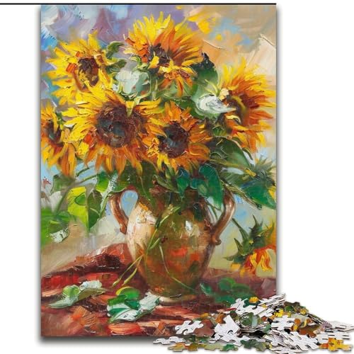 Puzzle für Erwachsene, Sonnenblumenkunst, Familienspiel zum Stressabbau, schwierige Herausforderung, EIN Kunstwerk für Kinder ab 14 Jahren (Größe 26x38cm) von LiJianXXR