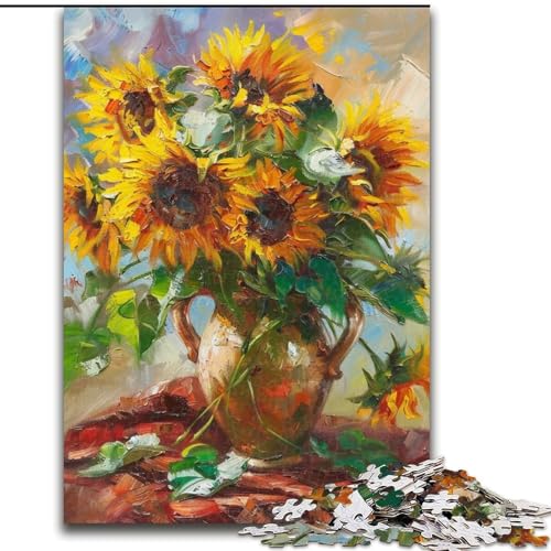 Puzzle für Erwachsene, Sonnenblumenkunst, Familienspiel zum Stressabbau, schwierige Herausforderung, EIN Kunstwerk für Kinder ab 14 Jahren (Größe 50x75cm) von LiJianXXR
