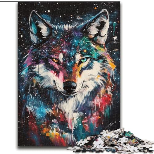 Puzzle für Erwachsene, Wolfskunst, Familienspiel zum Stressabbau, schwierige Herausforderung, EIN Kunstwerk für Kinder ab 14 Jahren (Größe 26x38cm) von LiJianXXR