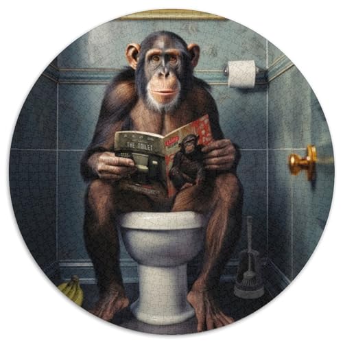 Puzzle für Erwachsene,1000 Teile,Schimpanse auf der Toilette,runde Puzzles 1000 Teile für Erwachsene,anspruchsvolles Denkspiel,Familienaktivität,Heimdekoration, 67,5 x 67,5 cm Puzzle für Erwachsene,1000 Teile,Schimpanse auf der Toilette,runde Puzzles 1000 Teile für Erwachsene,anspruchsvolles Denkspiel,Familienaktivität,Heimdekoration, 67,5 x 67,5 cm von LiJianXXR