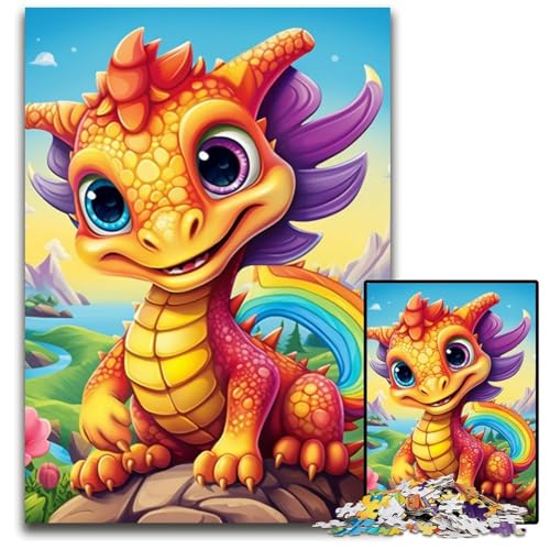 Puzzle für Erwachsene,1000 Teile,farbenfrohes Kunst-Drachen-Holzpuzzle für Erwachsene,anspruchsvolles Denkspiel für Teenager,unterhaltsames interaktives Spiel für die ganze Familie,50x75cm von LiJianXXR