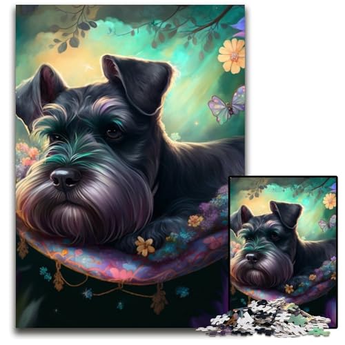 Puzzle für Erwachsene,1000 Teile,wunderschönes Standardschnauzer-Holzpuzzle für Erwachsene,anspruchsvolles Denkspiel für Teenager,unterhaltsames interaktives Spiel für die ganze Familie,50x75cm von LiJianXXR
