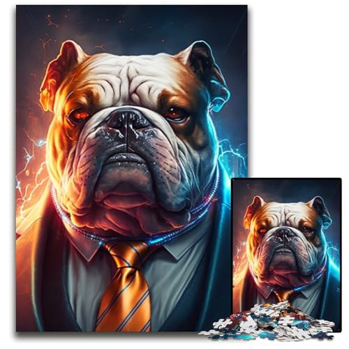 Puzzle für Erwachsene,1000-teiliges Boss Bulldog-Puzzle aus Pappe für Erwachsene,anspruchsvolles Denkspiel für Teenager,unterhaltsames interaktives Spiel für die ganze Familie,26x38cm/10,23x14,96 Zoll von LiJianXXR