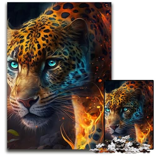 Puzzle für Erwachsene,1000-teiliges Fantasy-Leoparden-Puzzle aus Pappe für Erwachsene,anspruchsvolles Denkspiel für Teenager,unterhaltsames interaktives Spiel für die ganze Familie,26x38cm von LiJianXXR