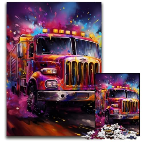 Puzzle für Erwachsene,1000-teiliges Feuerwehrauto-Puzzle aus Holz für Erwachsene,anspruchsvolles Denkspiel für Teenager,unterhaltsames interaktives Spiel für die ganze Familie,50x75cm/19,68x29,52 Zoll von LiJianXXR