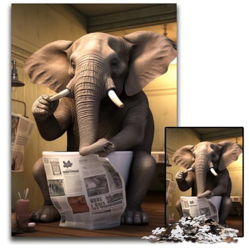 Puzzle für Erwachsene,1000-teiliges Holzpuzzle mit Elefanten,der Zeitung liest,für Erwachsene,anspruchsvolles Denkspiel für Teenager,unterhaltsames interaktives Spiel für die ganze Familie,50x75cm von LiJianXXR