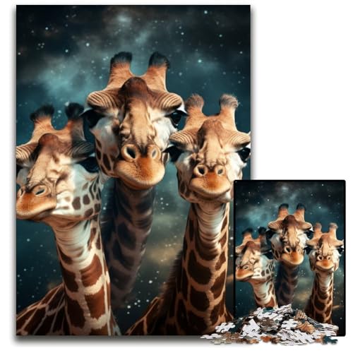 Puzzle für Erwachsene,1000-teiliges Holzpuzzle mit Galaxie-Giraffe für Erwachsene,anspruchsvolles Denkspiel für Teenager,unterhaltsames interaktives Spiel für die ganze Familie,50x75cm von LiJianXXR