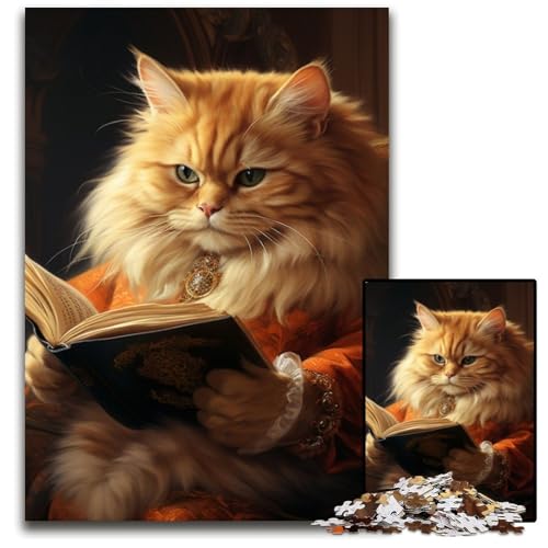 Puzzle für Erwachsene,1000-teiliges Katzenlesebuch,Holzpuzzle für Erwachsene,anspruchsvolles Denkspiel für Teenager,unterhaltsames interaktives Spiel für die ganze Familie,50x75cm/19,68x29,52 Zoll von LiJianXXR