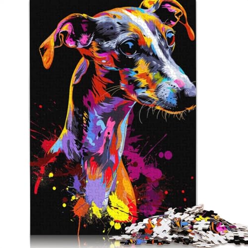 Puzzle für Erwachsene 1000 Teile, Whippet-Hund, Kunstpuzzle für Kartonpuzzles, pädagogisches Stressabbauspielzeug, Puzzlegröße 38 x 26 cm von LiJianXXR