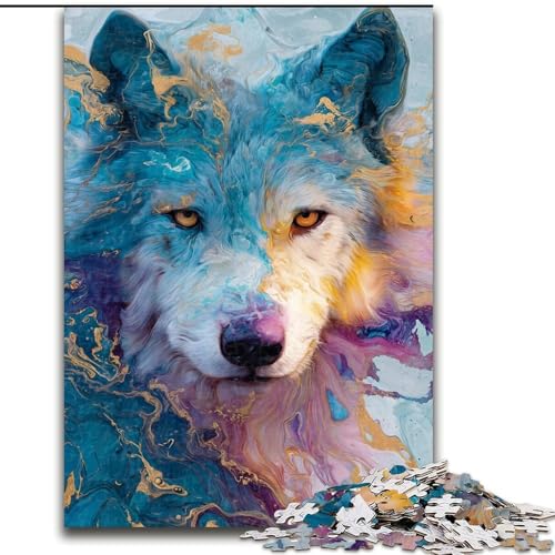 Puzzle für Erwachsene mit 1000 Tiermotiven, Wolfskunst, Stressabbau, schwierige Herausforderung, Wichtelgeschenke für Kinder ab 14 Jahren (Größe 26x38cm) von LiJianXXR