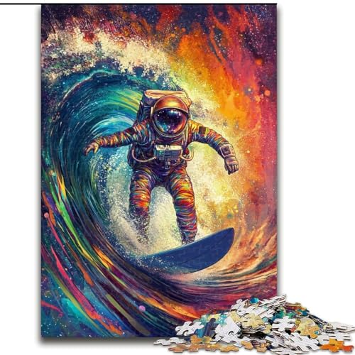 Puzzle für Erwachsene und Jugendliche, 1000 Teile, Astronauten-Surfen, Spielzeug, Lernspiele, Stressabbau, Stärkung der Liebe zwischen Paaren (Größe 50x75cm) von LiJianXXR