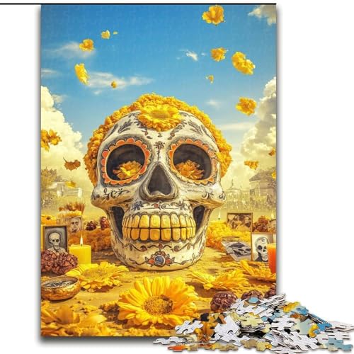 Puzzle für Erwachsene und Jugendliche, 1000 Teile, Blumen, Totenkopf, Spielzeug, Lernspiele, Stressabbau, Stärkung der Liebe zwischen Paaren (Größe 26x38cm) von LiJianXXR