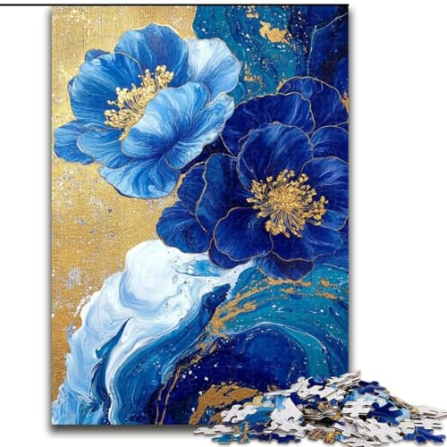 Puzzle für Erwachsene und Jugendliche, 1000 Teile, Blumenkunst in Lila und Blaugrün, Spielzeug, Lernspiele, Stressabbau, Stärkung der Liebe zwischen Paaren (Größe 50x75cm) von LiJianXXR