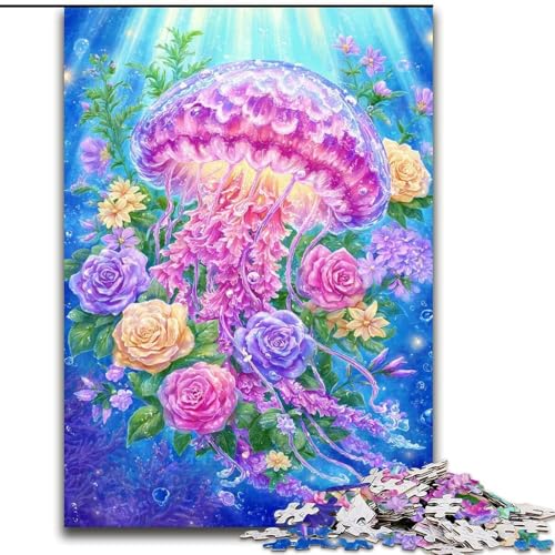 Puzzle für Erwachsene und Jugendliche, 1000 Teile, Blumenquallen, Spielzeug, Lernspiele, Stressabbau, Stärkung der Liebe zwischen Paaren (Größe 26x38cm) von LiJianXXR