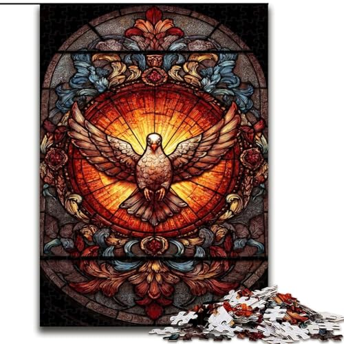 Puzzle für Erwachsene und Jugendliche, 1000 Teile, Buntglasvogel, Spielzeug, Lernspiele, Stressabbau, Stärkung der Liebe zwischen Paaren (Größe 26x38cm) von LiJianXXR