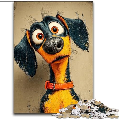 Puzzle für Erwachsene und Jugendliche, 1000 Teile, Dackel, Lernspiele, Heimdekoration, geeignet für die Schreibtischdekoration (Größe 26x38cm) von LiJianXXR