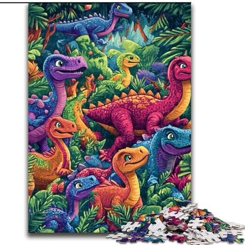 Puzzle für Erwachsene und Jugendliche, 1000 Teile, Dinosaurierfamilie, Spielzeug, Lernspiele, Stressabbau, Stärkung der Liebe zwischen Paaren (Größe 50x75cm) von LiJianXXR