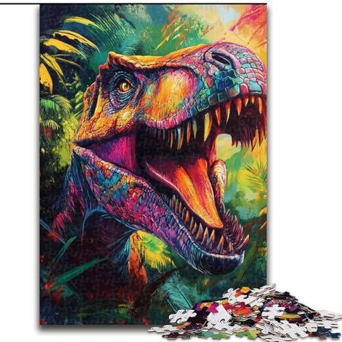 Puzzle für Erwachsene und Jugendliche, 1000 Teile, Dschungel-Dinosaurier, Lernspiele, Heimdekoration, geeignet für die Schreibtischdekoration (Größe 50x75cm) von LiJianXXR