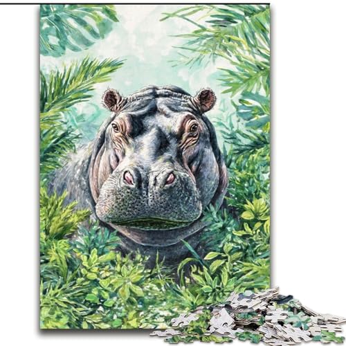 Puzzle für Erwachsene und Jugendliche, 1000 Teile, Dschungel-Nilpferd, Spielzeug, Lernspiele, Stressabbau, Stärkung der Liebe zwischen Paaren (Größe 26x38cm) von LiJianXXR