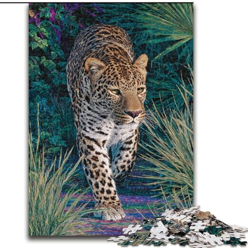 Puzzle für Erwachsene und Jugendliche, 1000 Teile, Dschungelleopard, Spielzeug, Lernspiele, Stressabbau, Stärkung der Liebe zwischen Paaren (Größe 50x75cm) von LiJianXXR