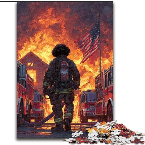Puzzle für Erwachsene und Jugendliche, 1000 Teile, Feuerwehrleute, Lernspiele, Heimdekoration, geeignet für die Schreibtischdekoration (Größe 26x38cm) von LiJianXXR