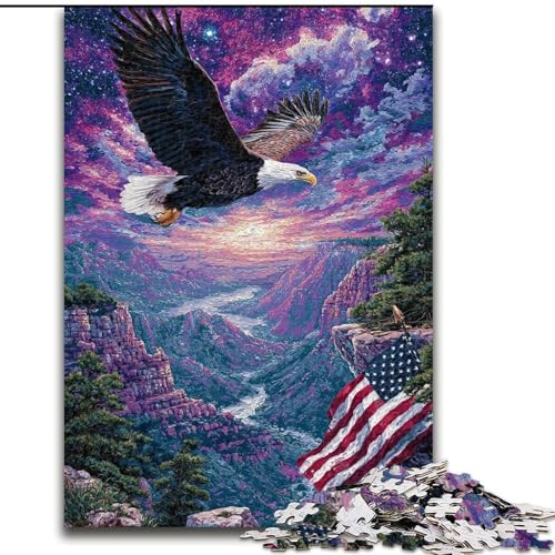 Puzzle für Erwachsene und Jugendliche, 1000 Teile, Fliegender Adler, Lernspiele, Heimdekoration, geeignet für die Schreibtischdekoration (Größe 26x38cm) von LiJianXXR