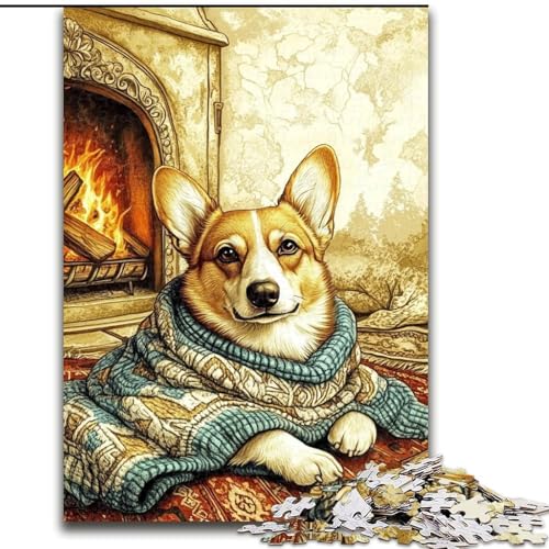 Puzzle für Erwachsene und Jugendliche, 1000 Teile, Happy Corgi, Lernspiele, Heimdekoration, geeignet als Schreibtischdekoration (Größe 26x38cm) von LiJianXXR