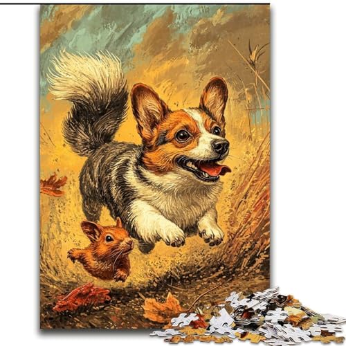 Puzzle für Erwachsene und Jugendliche, 1000 Teile, Happy Corgi, Lernspiele, Heimdekoration, geeignet als Schreibtischdekoration (Größe 50x75cm) von LiJianXXR