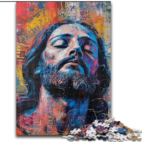 Puzzle für Erwachsene und Jugendliche, 1000 Teile, Jesus-Graffiti, Lernspiele, Heimdekoration, geeignet als Schreibtischdekoration (Größe 26x38cm) von LiJianXXR