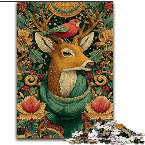 Puzzle für Erwachsene und Jugendliche, 1000 Teile, Katze mit grünem Schal, Lernspiele, Heimdekoration, geeignet als Schreibtischdekoration (Größe 50x75cm) von LiJianXXR