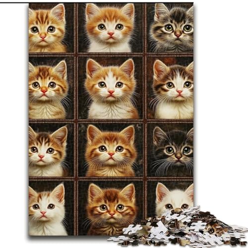 Puzzle für Erwachsene und Jugendliche, 1000 Teile, Katzencollage, Spielzeug, Lernspiele, Stressabbau, Stärkung der Liebe zwischen Paaren (Größe 26x38cm) von LiJianXXR
