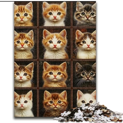 Puzzle für Erwachsene und Jugendliche, 1000 Teile, Katzencollage, Spielzeug, Lernspiele, Stressabbau, Stärkung der Liebe zwischen Paaren (Größe 50x75cm) von LiJianXXR