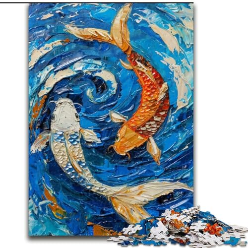 Puzzle für Erwachsene und Jugendliche, 1000 Teile, Koi-Fische, Spielzeug, Lernspiele, Stressabbau, Stärkung der Liebe zwischen Paaren (Größe 50x75cm) von LiJianXXR