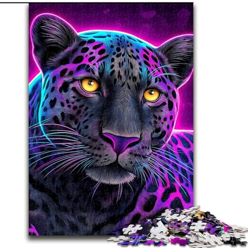 Puzzle für Erwachsene und Jugendliche, 1000 Teile, Neon-Leopard, Lernspiele, Heimdekoration, geeignet für die Schreibtischdekoration (Größe 26x38cm) von LiJianXXR