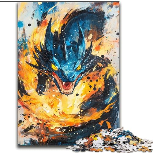 Puzzle für Erwachsene und Jugendliche, 1000 Teile, Ölgemälde-Drache, Spielzeug, Lernspiele, Stressabbau, Stärkung der Liebe zwischen Paaren (Größe 50x75cm) von LiJianXXR