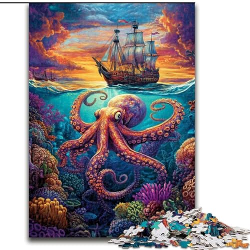 Puzzle für Erwachsene und Jugendliche, 1000 Teile, Ozean-Oktopus, Spielzeug, Lernspiele, Stressabbau, Stärkung der Liebe zwischen Paaren (Größe 50x75cm) von LiJianXXR