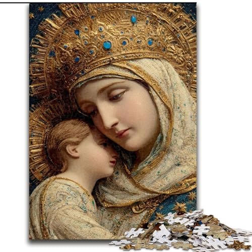 Puzzle für Erwachsene und Jugendliche, 1000 Teile, Porträt von Maria, der Mutter, Spielzeug, Lernspiele, Stressabbau, Stärkung der Liebe zwischen Paaren (Größe 26x38cm) von LiJianXXR